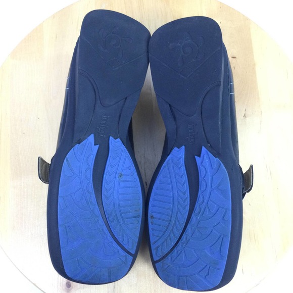 Indigo Women's Leather White Stitch Square Toe Buckle Slip On Wedge Loafer 7M - Picture 11 of 16